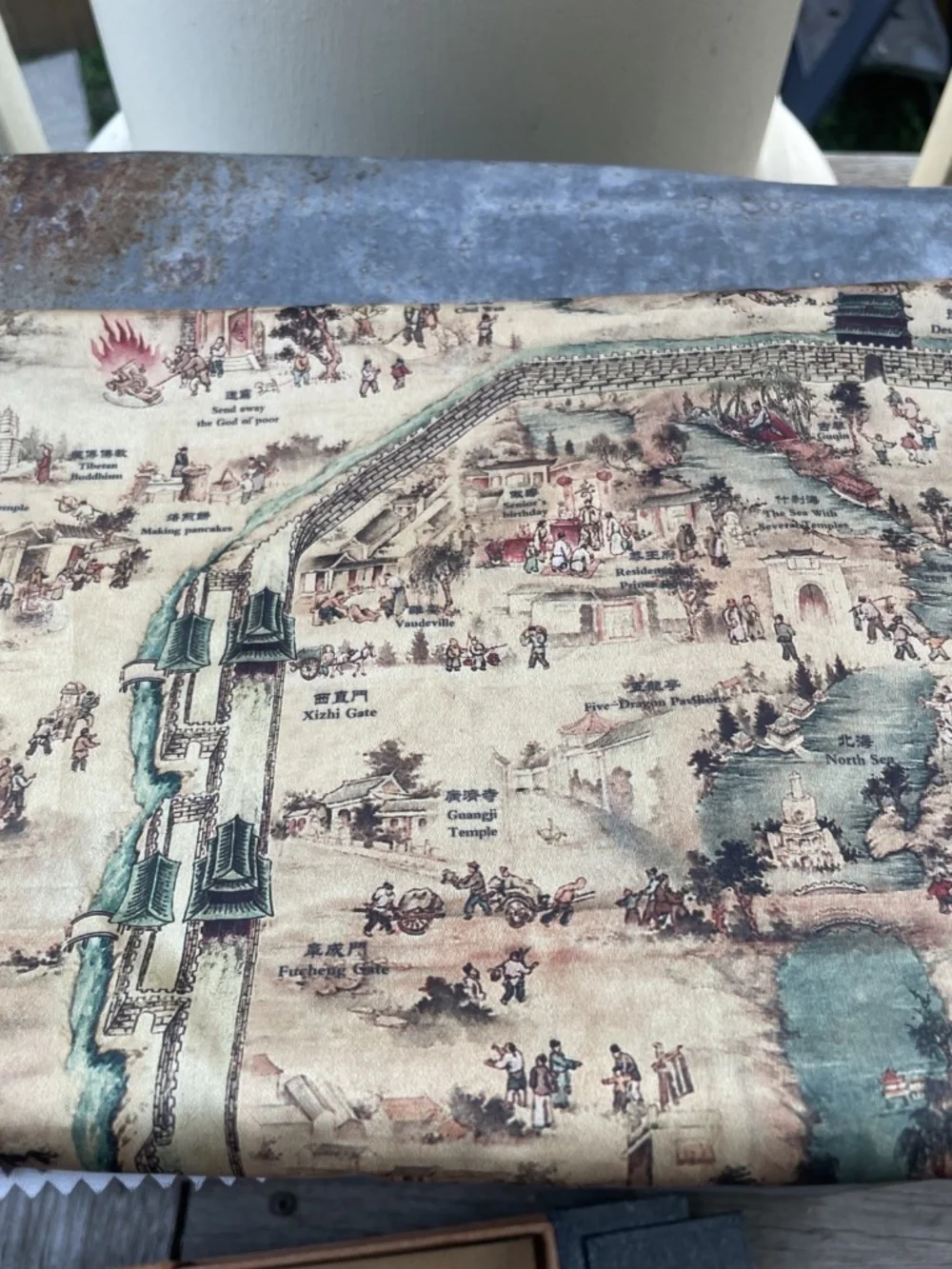 Panorama Beijing Custom Image Map Silk Collectible Scarf 27 in.x 27 in.